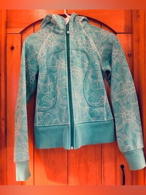 lululemon athletica Teal Floral Zip Hoodie Jacket
